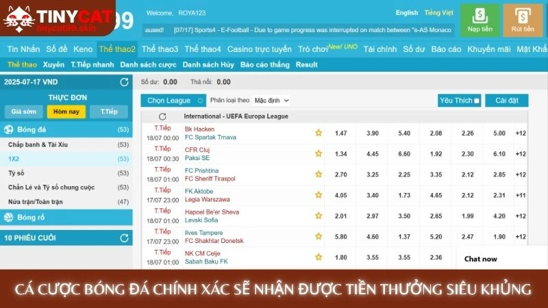 Cá cược bóng đá chính xác sẽ nhận được tiền thưởng siêu khủng