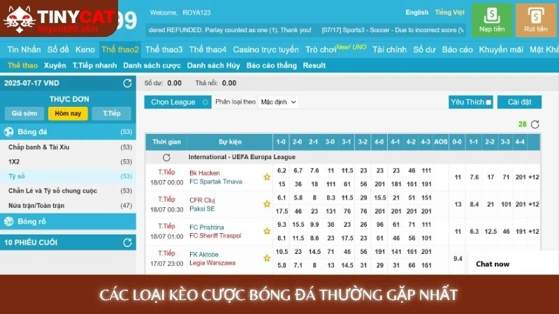 Các loại kèo cược bóng đá thường gặp nhất