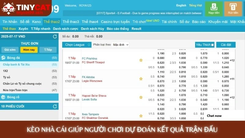 Kèo nhà cái giúp người chơi dự đoán kết quả trận đấu